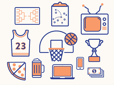 It's madness. basketball cash illustrator march madness pizza tv vector