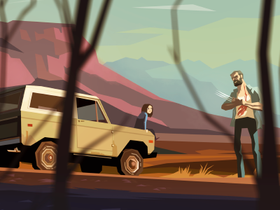 Logan america comix illustration laura logan low poly lowpoly marvel road wolverine x men xmen