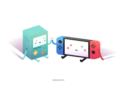 ✋ BMO&NS 5 bmo bro color five high illustration isometric nintendo switch