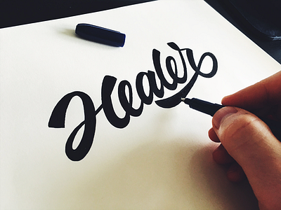 Healer classic flow healer lettering logo script sketch type