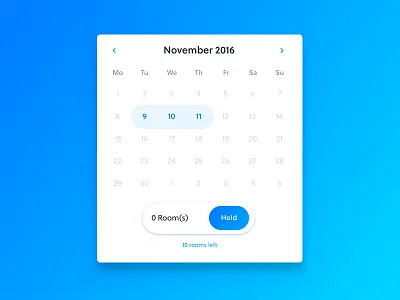 Calendar app booking calendar card design flat gradient hotels material ui web