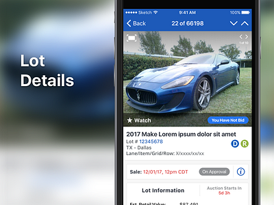 Lot Details app auction ios iphone mobile profile ui