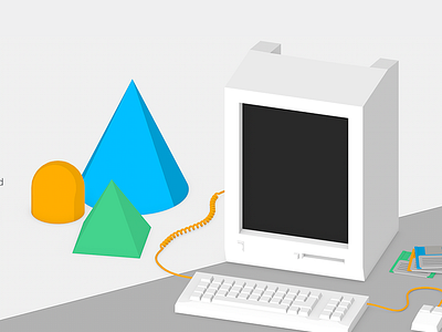 Back to basics 3d computer detectify illustration low poly old school security startup web