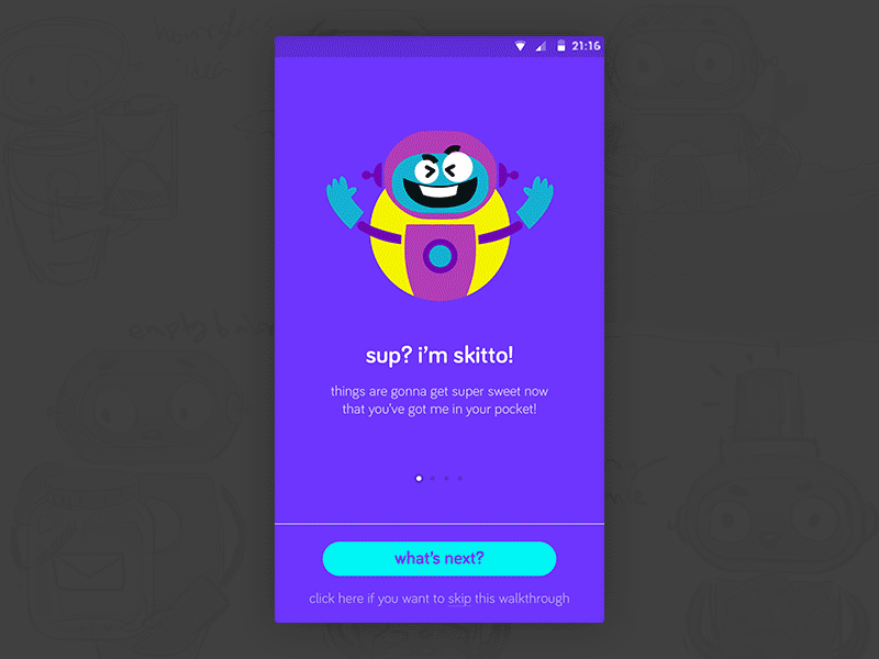 Skitto App Walkthrough app welcome converting onboarding persona walkthrough welcome welcoming