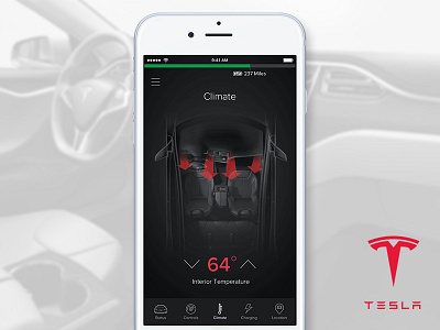 Tesla OneTouch - Climate Screen app design design thinking mobile sketch tesla ui ux