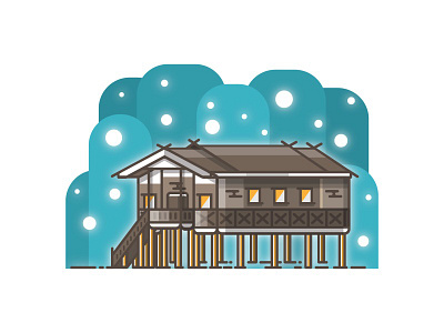 Rumah Dayak ethnic house icon indonesia traditional tribe