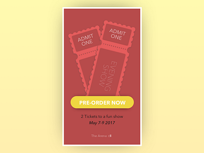 Daily UI 75 Pre-Order 11pm admit app daily ui red show tickets