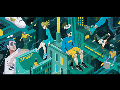 «CITY» illustration for STREET BEAT shop art beat city color illustration ipad pro procreate showcase sneakers street street art