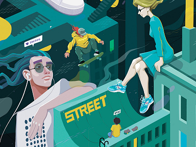 «CITY» illustration for STREET BEAT shop art beat city color illustration ipad pro procreate showcase sneakers street street art