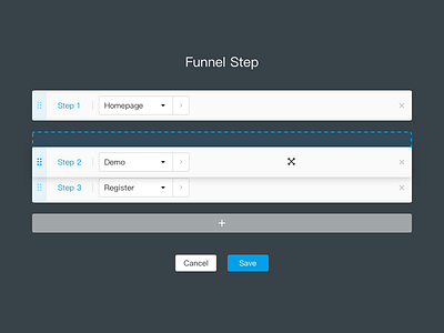 Funnel Step SaaS Drag Step Add Step add drag funnel move card saas step