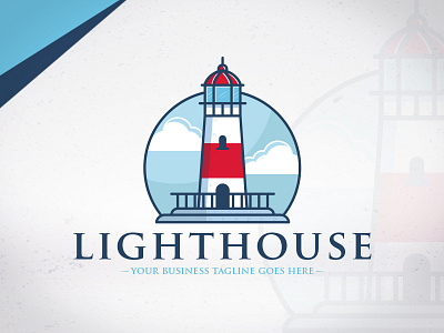 Emblem Lighthouse Logo Template creative design design template illustration illustrative logo lighthouse logo design logo mark logo template marine sea logotype stock logo vector eps logo