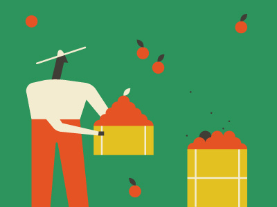 Fresh Pickin's apple character flies fruit hat juice leaf nature picking vegetables