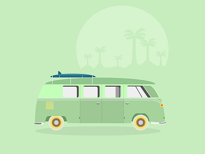 Volkswagen. beach car colorful debut illustration vehicle volkswagen