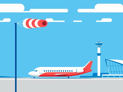 Airport airplane jet runway stripes windsock