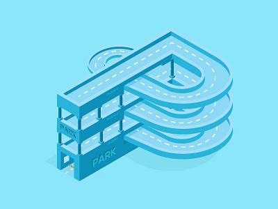 P for park 36daysoftype blue desigin dribble illustrate illustration isometric letter prespective vector