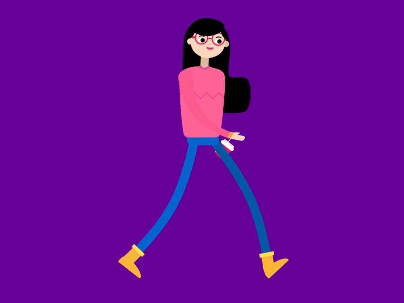 Walking cycle 2d animation design flat gif graphics illustration motion vector