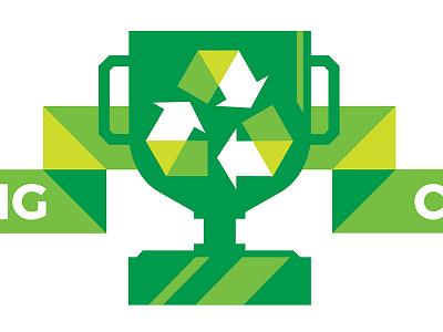Green Green Green angular cup green illustration recycling ribbon trophy