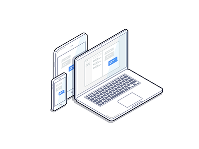 One number, multiple devices computer devices isometric laptop phone smartphone tablet tech textnow