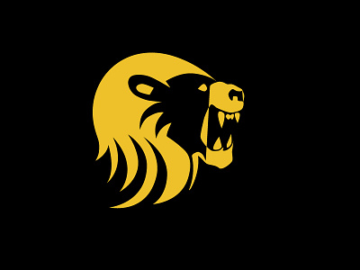 Lion black brand design flat graphic design lion mark minimal roar yellow