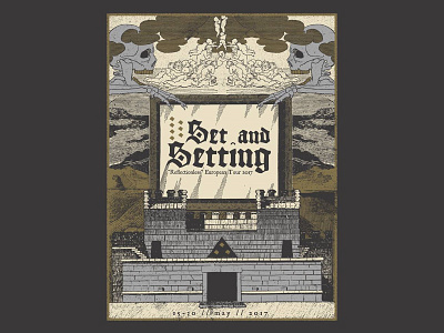 Set and Setting - Tour Poster castle europe gig poster metallic poster set and setting skeleton tour vintage