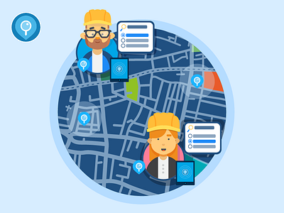 Inspector Team At-Work illustrations inspectors team