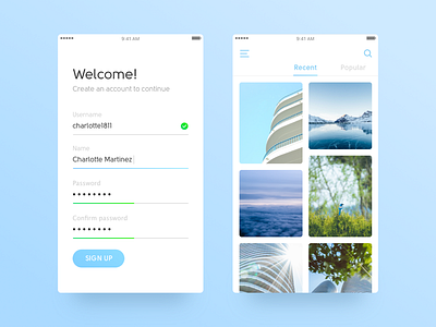 Sign Up & Photos android app feed ios mobile navigation photos sign in sign up social ui ux