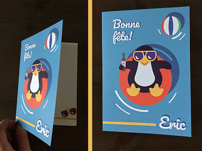 Eric's B-day b day birthday card illustration linux penguin