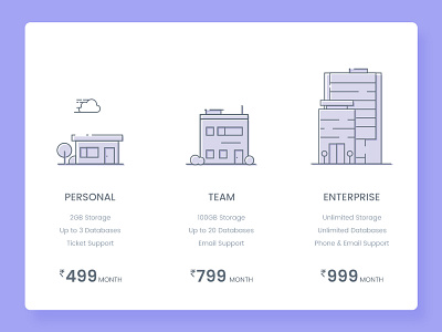 Pricing page UI app card corporate enterprise personal price pricing team ui ux web