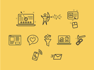 Icon Set for Tyco Web arrow digital marketing icon icon set icons illustrated line line art seo social media vector