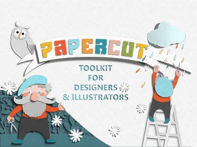 Papercut toolkit cover digital illustration papercut photoshop text effect