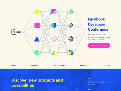 F8 2017 Developer Conference branding color conference event design geometric website design