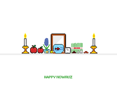 Happy Nowruz 8bit graphic haft seen happy iran iranian new year new day new year nowruz persian pixel vector