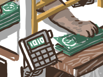 Banker paw sketch bank cash drawing illustration isometric money painting retail sketch teller transaction