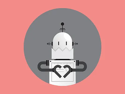 Robot Love black character illustration pink robot white