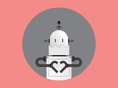 Robot Love black character illustration pink robot white