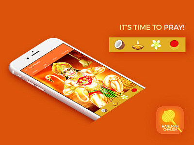 Mobile App - Hanuman chalisa bhakti blessing graphic mobile app design hanuman chalisa hanuman temple indian god iphone andorid pray time prototype ui ux design wireframe