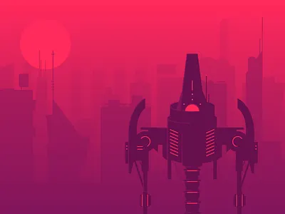 Strollin' bot city droid illustration robot urban