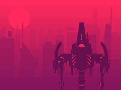 Strollin' bot city droid illustration robot urban