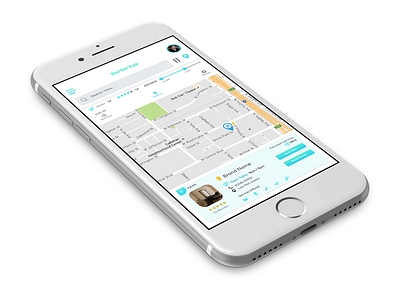 Barbershop and Spa Mobile App barber clean design designer freelance ios iphone map mobile ui ux white