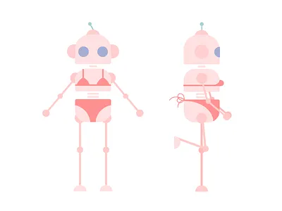 A long legs girl illustration robot