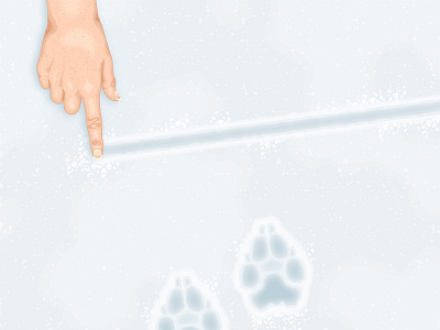 Wolf and Woman Illustration above top view concept illustration draw line finger point hand freckles human animal nikita gill quote paw print tracks snow ground vector wild wolf canine