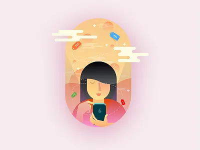 Mobile Friendly (illustration 1) clouds dropshadow gradient mobile