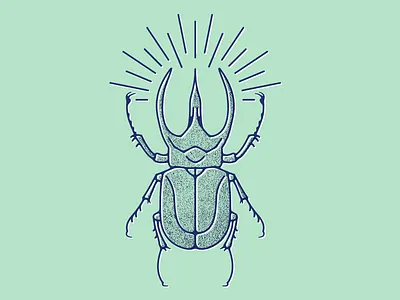 Rhino Beetle Glyph ancient beetle bug graphic print rays rhino sharp texture