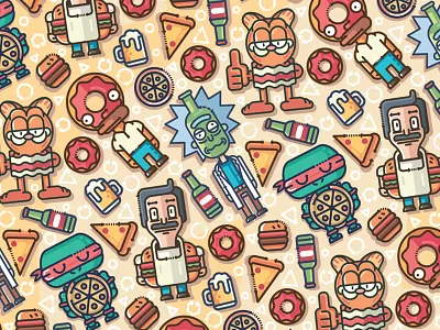 Cartoon Fooders illustration pattern