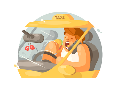 Taxi Driver business busy driver driving flat illustration kit8 talking taxi transportation travel vector