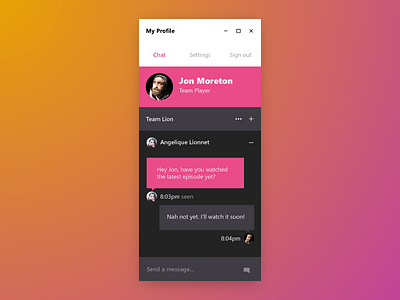 Hello Dribbble chat debut mobile neon windows10