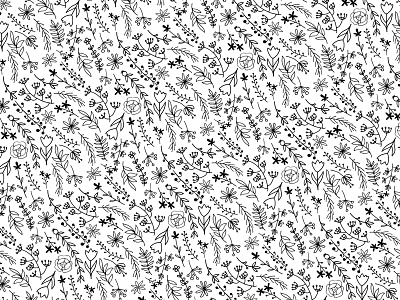 Flowers and stuff black and white draw floral flower illustration pattern wild flower