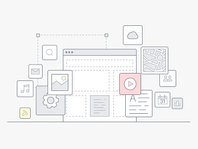 Illustration of website creation branding clean design flat icon illustration line module simple site vector website