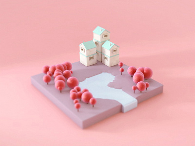 Villa Dream 3d c4d isometric lowpoly