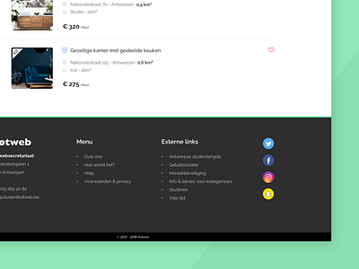 Renting student rooms in Antwerp antwerp branding design footer interface kotweb responsive room student ui website
